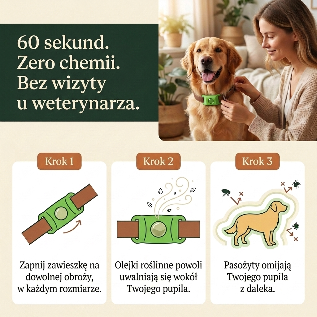 FurAndSkin™ Zawieszka dla psa przeciw pchłom i kleszczom na 3 miesiące – CedraGuard™ Naturalny Kompleks Olejków Eterycznych