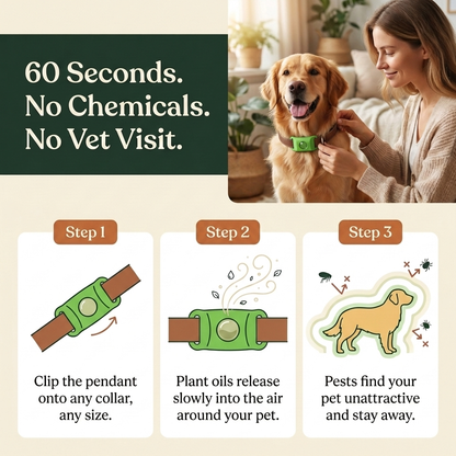 FurAndSkin™ 3-Month Flea & Tick Pendant for Dogs — CedraGuard™ Natural Essential Oil Complex