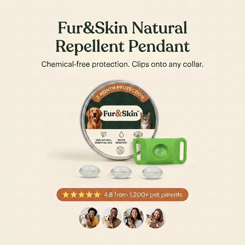 FurAndSkin™ 3-Month Flea & Tick Pendant for Dogs — CedraGuard™ Natural Essential Oil Complex